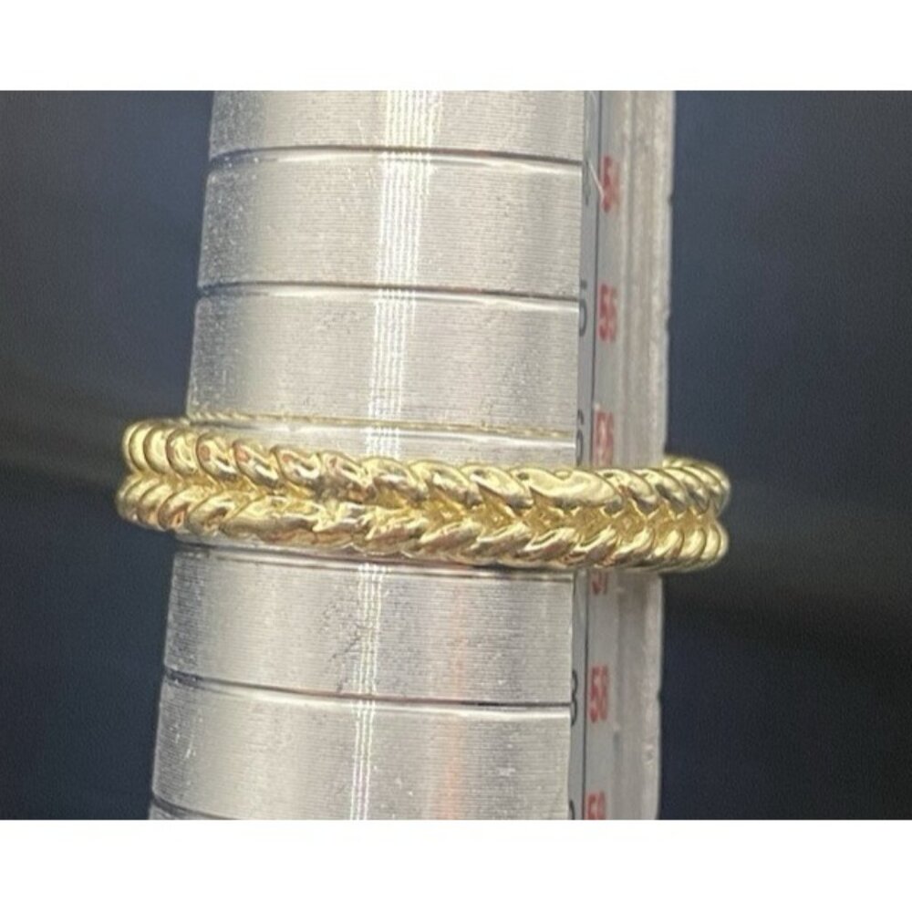 Square Cushion Pave CZ Ring Size 8 Yellow Gold Tone Designer Style Rope Detail - Picture 5 of 11